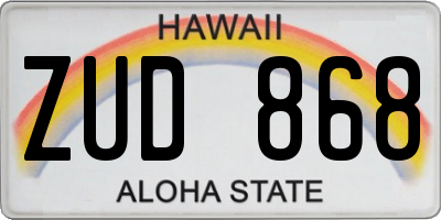 HI license plate ZUD868