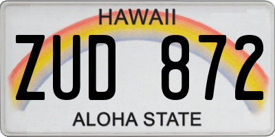 HI license plate ZUD872