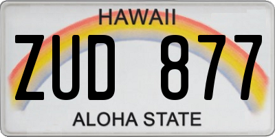 HI license plate ZUD877