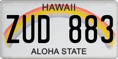 HI license plate ZUD883