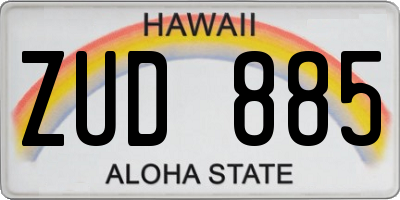 HI license plate ZUD885