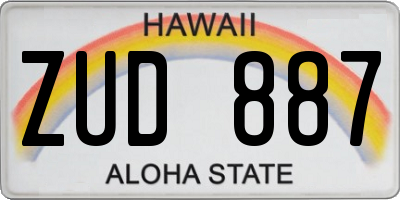 HI license plate ZUD887