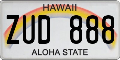 HI license plate ZUD888