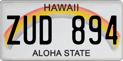 HI license plate ZUD894
