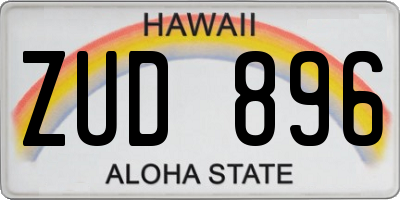 HI license plate ZUD896