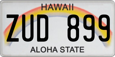 HI license plate ZUD899