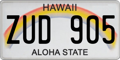 HI license plate ZUD905