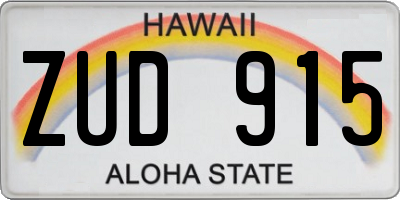 HI license plate ZUD915