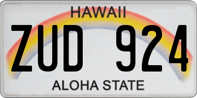 HI license plate ZUD924