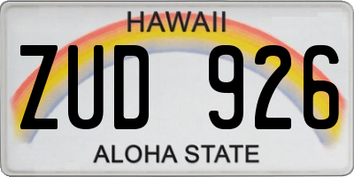 HI license plate ZUD926