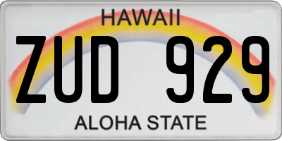 HI license plate ZUD929
