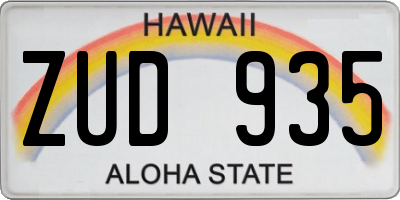 HI license plate ZUD935