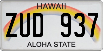 HI license plate ZUD937