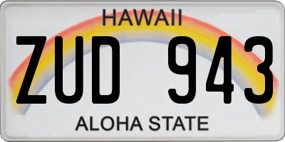 HI license plate ZUD943