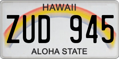 HI license plate ZUD945