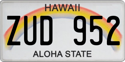 HI license plate ZUD952