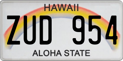 HI license plate ZUD954