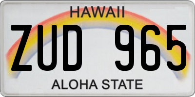 HI license plate ZUD965