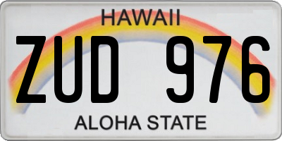 HI license plate ZUD976