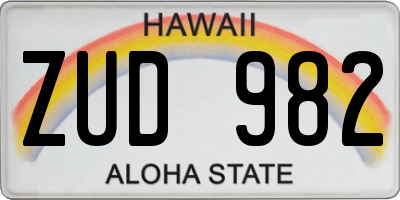 HI license plate ZUD982