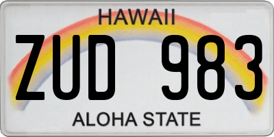 HI license plate ZUD983