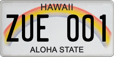 HI license plate ZUE001