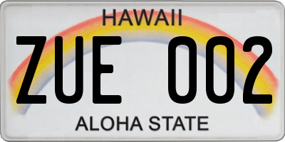 HI license plate ZUE002