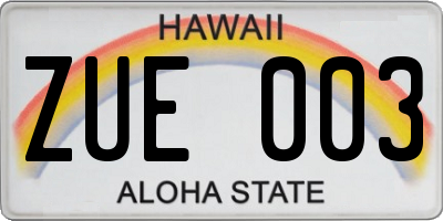 HI license plate ZUE003