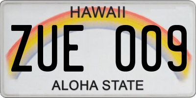 HI license plate ZUE009