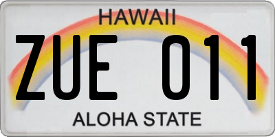 HI license plate ZUE011