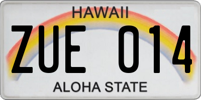 HI license plate ZUE014