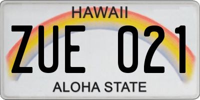 HI license plate ZUE021