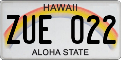 HI license plate ZUE022