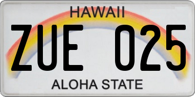 HI license plate ZUE025