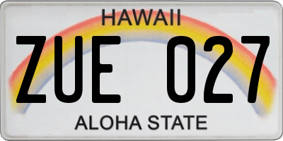 HI license plate ZUE027