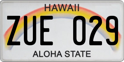 HI license plate ZUE029