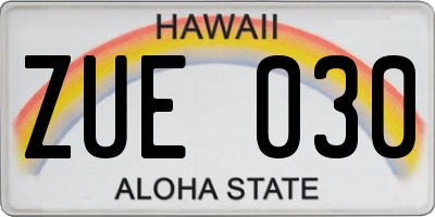 HI license plate ZUE030