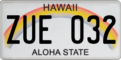 HI license plate ZUE032