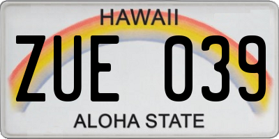 HI license plate ZUE039