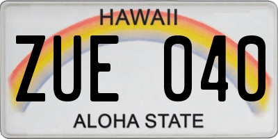 HI license plate ZUE040