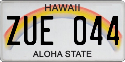 HI license plate ZUE044
