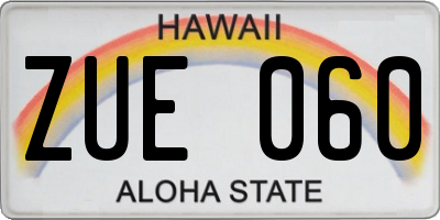 HI license plate ZUE060