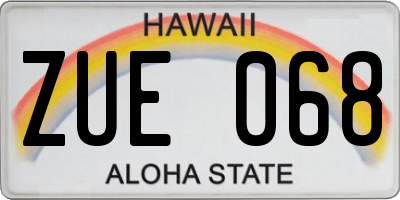 HI license plate ZUE068