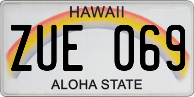 HI license plate ZUE069