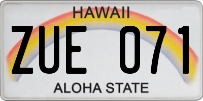 HI license plate ZUE071