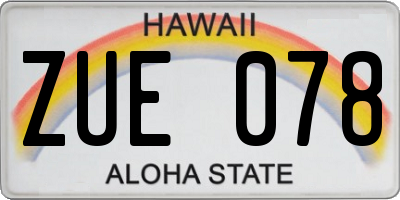 HI license plate ZUE078