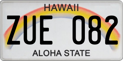 HI license plate ZUE082