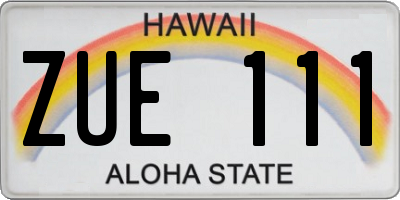 HI license plate ZUE111