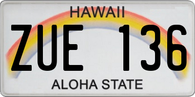 HI license plate ZUE136