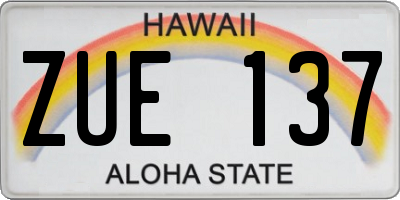 HI license plate ZUE137